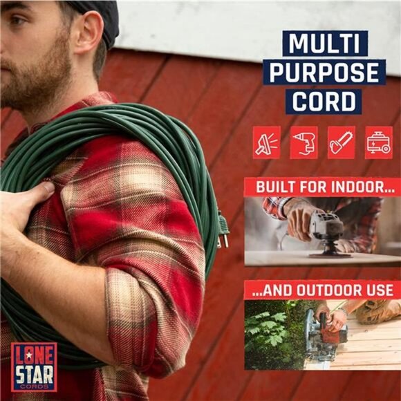 100 Ft 16/3 SJTW Extra Long Outdoor Extension Cord with Prong 16 Gauge - Picture 4 of 7